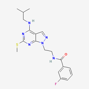 molecular formula C19H23FN6OS B2905873 3-fluoro-N-(2-(4-(isobutylamino)-6-(methylthio)-1H-pyrazolo[3,4-d]pyrimidin-1-yl)ethyl)benzamide CAS No. 941948-27-2
