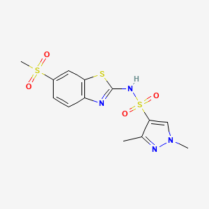 molecular formula C13H14N4O4S3 B2905874 1,3-dimethyl-N-(6-(methylsulfonyl)benzo[d]thiazol-2-yl)-1H-pyrazole-4-sulfonamide CAS No. 1172350-18-3