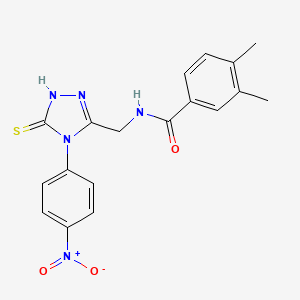 molecular formula C18H17N5O3S B2905878 3,4-dimethyl-N-{[4-(4-nitrophenyl)-5-sulfanyl-4H-1,2,4-triazol-3-yl]methyl}benzamide CAS No. 941911-29-1