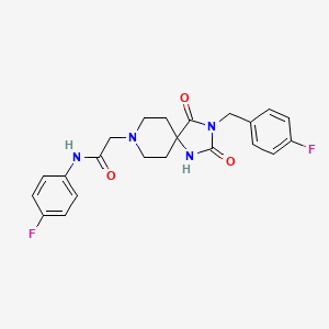 molecular formula C22H22F2N4O3 B2905881 2-(3-(4-fluorobenzyl)-2,4-dioxo-1,3,8-triazaspiro[4.5]decan-8-yl)-N-(4-fluorophenyl)acetamide CAS No. 923123-06-2