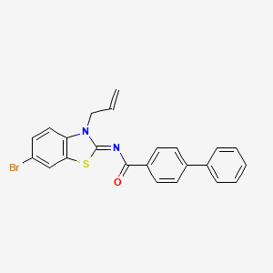 molecular formula C23H17BrN2OS B2905887 N-(6-bromo-3-prop-2-enyl-1,3-benzothiazol-2-ylidene)-4-phenylbenzamide CAS No. 865175-06-0