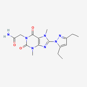 molecular formula C16H21N7O3 B2905893 2-(8-(3,5-diethyl-1H-pyrazol-1-yl)-3,7-dimethyl-2,6-dioxo-2,3,6,7-tetrahydro-1H-purin-1-yl)acetamide CAS No. 1014031-51-6