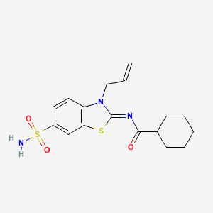 molecular formula C17H21N3O3S2 B2905910 (Z)-N-(3-allyl-6-sulfamoylbenzo[d]thiazol-2(3H)-ylidene)cyclohexanecarboxamide CAS No. 887200-20-6