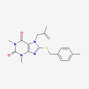 molecular formula C19H22N4O2S B2905918 1,3-Dimethyl-8-[(4-methylphenyl)methylsulfanyl]-7-(2-methylprop-2-enyl)purine-2,6-dione CAS No. 375363-52-3