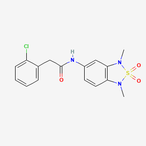 molecular formula C16H16ClN3O3S B2905923 2-(2-chlorophenyl)-N-(1,3-dimethyl-2,2-dioxido-1,3-dihydrobenzo[c][1,2,5]thiadiazol-5-yl)acetamide CAS No. 2034337-44-3