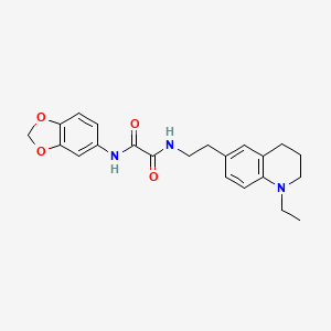 molecular formula C22H25N3O4 B2905945 N1-(benzo[d][1,3]dioxol-5-yl)-N2-(2-(1-ethyl-1,2,3,4-tetrahydroquinolin-6-yl)ethyl)oxalamide CAS No. 955609-97-9