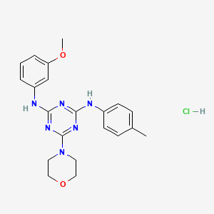 molecular formula C21H25ClN6O2 B2905953 N2-(3-methoxyphenyl)-6-morpholino-N4-(p-tolyl)-1,3,5-triazine-2,4-diamine hydrochloride CAS No. 1179499-21-8