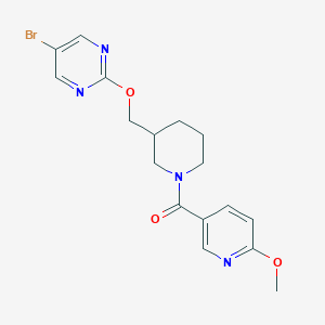 molecular formula C17H19BrN4O3 B2905956 [3-[(5-Bromopyrimidin-2-yl)oxymethyl]piperidin-1-yl]-(6-methoxypyridin-3-yl)methanone CAS No. 2379970-88-2