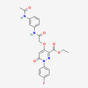 molecular formula C23H21FN4O6 B2905972 Ethyl 4-(2-((3-acetamidophenyl)amino)-2-oxoethoxy)-1-(4-fluorophenyl)-6-oxo-1,6-dihydropyridazine-3-carboxylate CAS No. 899992-81-5
