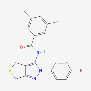 molecular formula C20H18FN3OS B2905978 N-(2-(4-fluorophenyl)-4,6-dihydro-2H-thieno[3,4-c]pyrazol-3-yl)-3,5-dimethylbenzamide CAS No. 450343-19-8