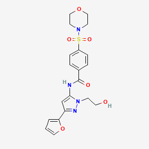 molecular formula C20H22N4O6S B2905979 N-(3-(furan-2-yl)-1-(2-hydroxyethyl)-1H-pyrazol-5-yl)-4-(morpholinosulfonyl)benzamide CAS No. 1219905-77-7