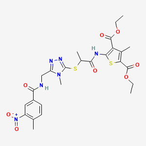 Diethyl 3-methyl-5-[2-[[4-methyl-5-[[(4-methyl-3-nitrobenzoyl)amino]methyl]-1,2,4-triazol-3-yl]sulfanyl]propanoylamino]thiophene-2,4-dicarboxylate