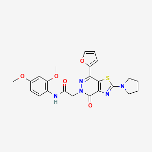 molecular formula C23H23N5O5S B2905985 N-(2,4-dimethoxyphenyl)-2-(7-(furan-2-yl)-4-oxo-2-(pyrrolidin-1-yl)thiazolo[4,5-d]pyridazin-5(4H)-yl)acetamide CAS No. 1105207-11-1