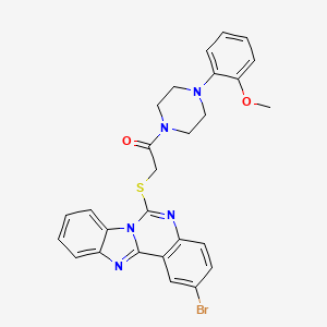 molecular formula C27H24BrN5O2S B2905990 2-Bromo-6-({2-[4-(2-methoxyphenyl)piperazin-1-yl]-2-oxoethyl}thio)benzimidazo[1,2-c]quinazoline CAS No. 422289-95-0