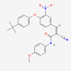 (Z)-3-[4-(4-Tert-butylphenoxy)-3-nitrophenyl]-2-cyano-N-(4-methoxyphenyl)prop-2-enamide