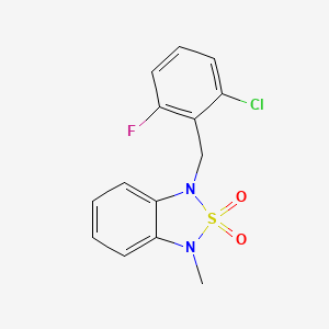 molecular formula C14H12ClFN2O2S B2906002 1-(2-Chloro-6-fluorobenzyl)-3-methyl-1,3-dihydrobenzo[c][1,2,5]thiadiazole 2,2-dioxide CAS No. 2034591-65-4