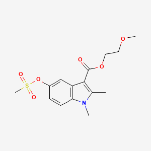 molecular formula C15H19NO6S B2906005 2-methoxyethyl 1,2-dimethyl-5-((methylsulfonyl)oxy)-1H-indole-3-carboxylate CAS No. 896852-18-9
