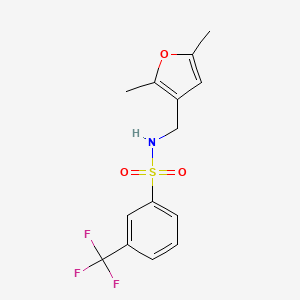 molecular formula C14H14F3NO3S B2906007 N-((2,5-dimethylfuran-3-yl)methyl)-3-(trifluoromethyl)benzenesulfonamide CAS No. 1351616-75-5