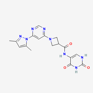 molecular formula C17H18N8O3 B2906009 1-(6-(3,5-dimethyl-1H-pyrazol-1-yl)pyrimidin-4-yl)-N-(2,4-dioxo-1,2,3,4-tetrahydropyrimidin-5-yl)azetidine-3-carboxamide CAS No. 2034232-99-8