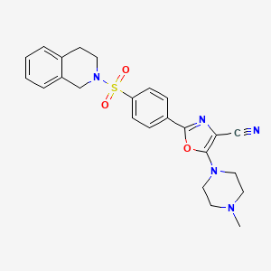 molecular formula C24H25N5O3S B2906012 2-(4-((3,4-dihydroisoquinolin-2(1H)-yl)sulfonyl)phenyl)-5-(4-methylpiperazin-1-yl)oxazole-4-carbonitrile CAS No. 941249-89-4