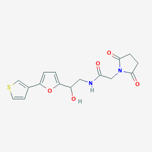 molecular formula C16H16N2O5S B2906015 2-(2,5-dioxopyrrolidin-1-yl)-N-(2-hydroxy-2-(5-(thiophen-3-yl)furan-2-yl)ethyl)acetamide CAS No. 2034251-56-2