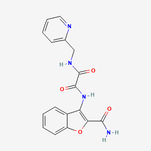molecular formula C17H14N4O4 B2906019 N1-(2-carbamoylbenzofuran-3-yl)-N2-(pyridin-2-ylmethyl)oxalamide CAS No. 920384-28-7