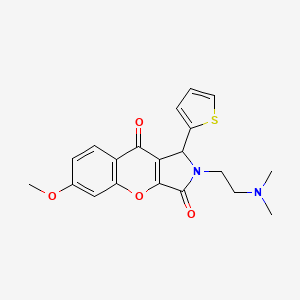 molecular formula C20H20N2O4S B2906023 2-(2-(Dimethylamino)ethyl)-6-methoxy-1-(thiophen-2-yl)-1,2-dihydrochromeno[2,3-c]pyrrole-3,9-dione CAS No. 879569-56-9
