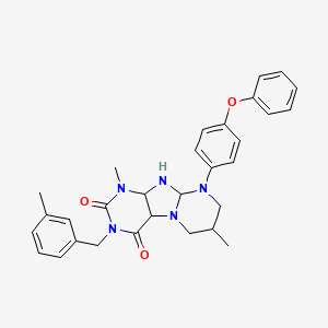 1,7-dimethyl-3-[(3-methylphenyl)methyl]-9-(4-phenoxyphenyl)-1H,2H,3H,4H,6H,7H,8H,9H-pyrimido[1,2-g]purine-2,4-dione