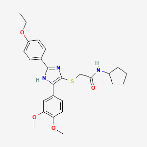 molecular formula C26H31N3O4S B2906026 N-cyclopentyl-2-((5-(3,4-dimethoxyphenyl)-2-(4-ethoxyphenyl)-1H-imidazol-4-yl)thio)acetamide CAS No. 901258-23-9