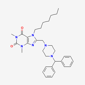 8-((4-benzhydrylpiperazin-1-yl)methyl)-7-heptyl-1,3-dimethyl-1H-purine-2,6(3H,7H)-dione