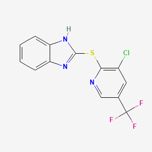 molecular formula C13H7ClF3N3S B2906041 2-[3-chloro-5-(trifluoromethyl)pyridin-2-yl]sulfanyl-1H-benzimidazole CAS No. 1023553-25-4