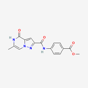 molecular formula C16H14N4O4 B2906049 Methyl 4-{[(6-methyl-4-oxo-4,5-dihydropyrazolo[1,5-a]pyrazin-2-yl)carbonyl]amino}benzoate CAS No. 1982159-42-1