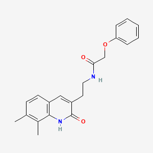 molecular formula C21H22N2O3 B2906051 N-[2-(7,8-dimethyl-2-oxo-1H-quinolin-3-yl)ethyl]-2-phenoxyacetamide CAS No. 851407-50-6