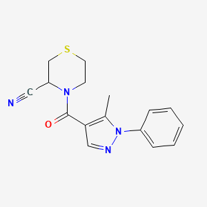 molecular formula C16H16N4OS B2906062 4-(5-methyl-1-phenyl-1H-pyrazole-4-carbonyl)thiomorpholine-3-carbonitrile CAS No. 1797241-68-9