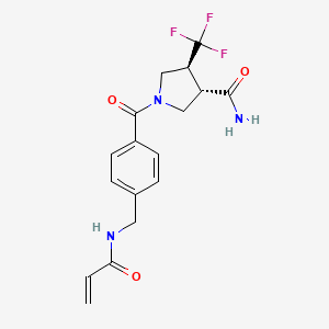 B2906075 (3S,4S)-1-[4-[(Prop-2-enoylamino)methyl]benzoyl]-4-(trifluoromethyl)pyrrolidine-3-carboxamide CAS No. 2361726-25-0
