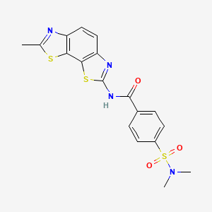 molecular formula C18H16N4O3S3 B2906079 4-(dimethylsulfamoyl)-N-(7-methyl-[1,3]thiazolo[4,5-g][1,3]benzothiazol-2-yl)benzamide CAS No. 312732-68-6