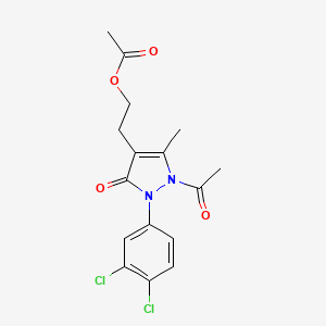 molecular formula C16H16Cl2N2O4 B2906089 2-[1-acetyl-2-(3,4-dichlorophenyl)-5-methyl-3-oxo-2,3-dihydro-1H-pyrazol-4-yl]ethyl acetate CAS No. 865658-32-8