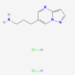 molecular formula C9H14Cl2N4 B2906102 3-Pyrazolo[1,5-a]pyrimidin-6-ylpropan-1-amine;dihydrochloride CAS No. 2551114-94-2