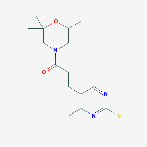 molecular formula C17H27N3O2S B2906119 3-[4,6-Dimethyl-2-(methylsulfanyl)pyrimidin-5-yl]-1-(2,2,6-trimethylmorpholin-4-yl)propan-1-one CAS No. 1355533-46-8