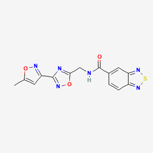 molecular formula C14H10N6O3S B2906120 N-((3-(5-methylisoxazol-3-yl)-1,2,4-oxadiazol-5-yl)methyl)benzo[c][1,2,5]thiadiazole-5-carboxamide CAS No. 2034368-41-5