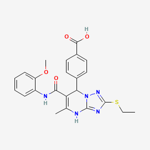 4-(2-(Ethylthio)-6-((2-methoxyphenyl)carbamoyl)-5-methyl-4,7-dihydro-[1,2,4]triazolo[1,5-a]pyrimidin-7-yl)benzoic acid