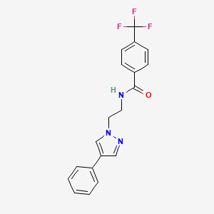 molecular formula C19H16F3N3O B2906126 N-(2-(4-phenyl-1H-pyrazol-1-yl)ethyl)-4-(trifluoromethyl)benzamide CAS No. 2034351-09-0