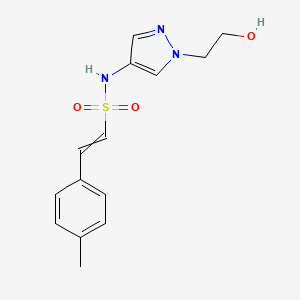 molecular formula C14H17N3O3S B2906146 N-[1-(2-hydroxyethyl)-1H-pyrazol-4-yl]-2-(4-methylphenyl)ethene-1-sulfonamide CAS No. 1376444-90-4