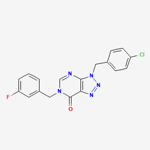 molecular formula C18H13ClFN5O B2906159 3-(4-chlorobenzyl)-6-(3-fluorobenzyl)-3H-[1,2,3]triazolo[4,5-d]pyrimidin-7(6H)-one CAS No. 847383-90-8