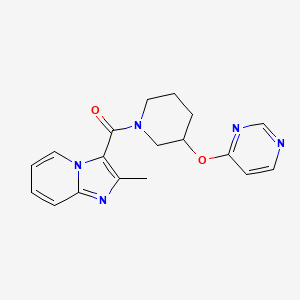 molecular formula C18H19N5O2 B2906161 (2-Methylimidazo[1,2-a]pyridin-3-yl)(3-(pyrimidin-4-yloxy)piperidin-1-yl)methanone CAS No. 2034471-77-5