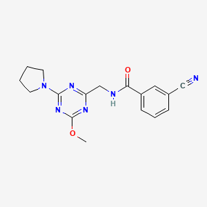 3-cyano-N-((4-methoxy-6-(pyrrolidin-1-yl)-1,3,5-triazin-2-yl)methyl)benzamide