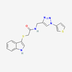 molecular formula C17H15N5OS2 B2906170 2-((1H-indol-3-yl)thio)-N-((1-(thiophen-3-yl)-1H-1,2,3-triazol-4-yl)methyl)acetamide CAS No. 2034386-50-8
