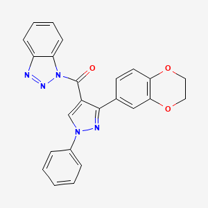 molecular formula C24H17N5O3 B2906172 Benzotriazol-1-yl-[3-(2,3-dihydro-1,4-benzodioxin-6-yl)-1-phenylpyrazol-4-yl]methanone CAS No. 882225-46-9