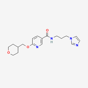 molecular formula C18H24N4O3 B2906180 N-(3-(1H-imidazol-1-yl)propyl)-6-((tetrahydro-2H-pyran-4-yl)methoxy)nicotinamide CAS No. 2034241-14-8