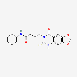 molecular formula C19H23N3O4S B2906186 N-cyclohexyl-4-(8-oxo-6-sulfanylidene-5H-[1,3]dioxolo[4,5-g]quinazolin-7-yl)butanamide CAS No. 688054-65-1